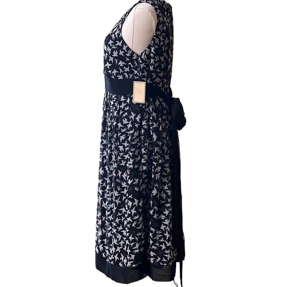 Jonathan Martin Dress size 12 V Neck Black White Print Tie Waist Garden Party - Picture 5 of 16